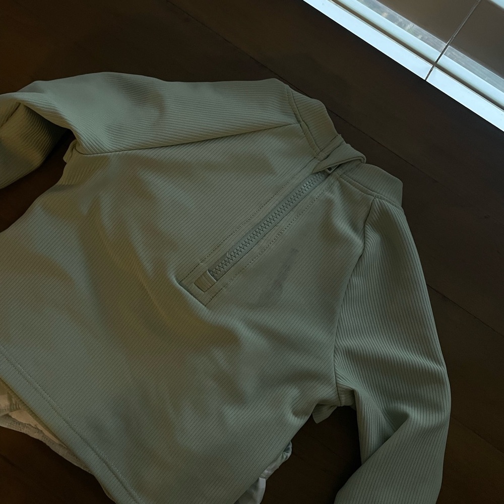 Petit Lem Ribbed Ruffle Shoulder Top in Sage - Picture 3 of 3